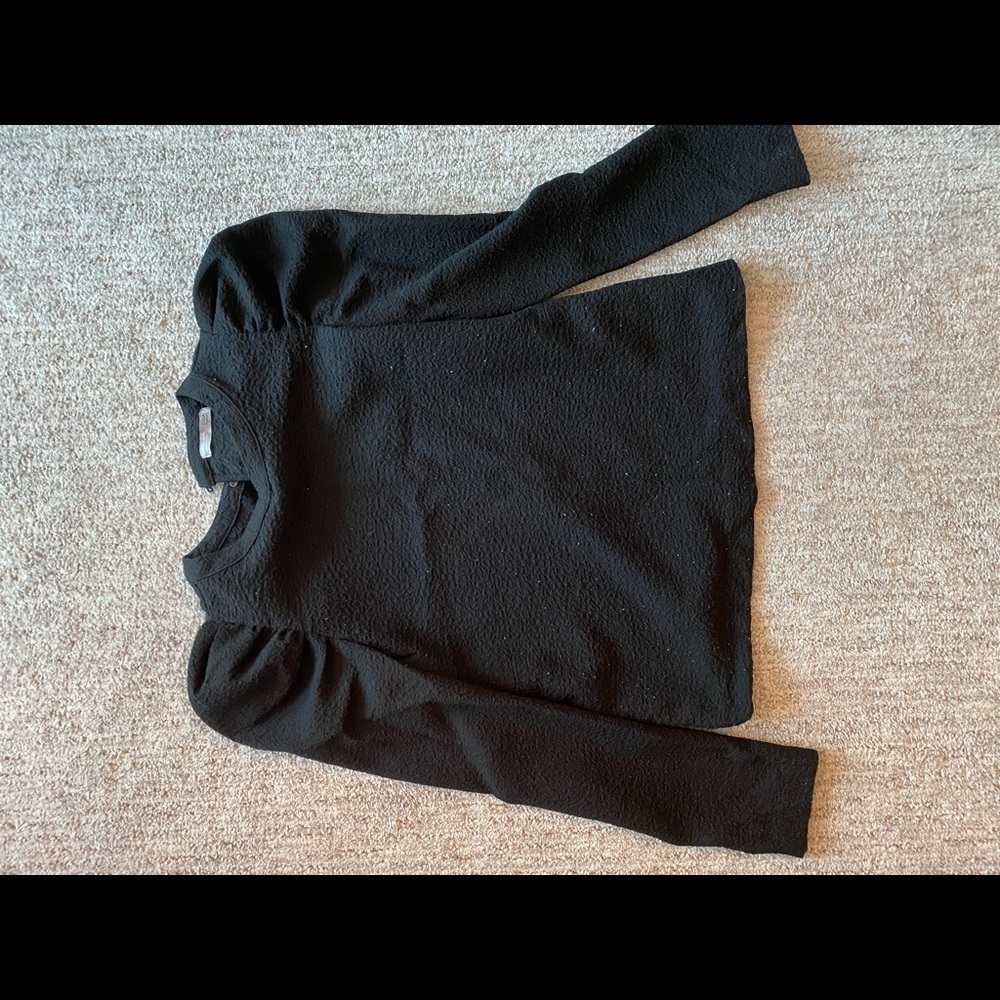 Black Puff Sleeve Detail Top, Sz Sm